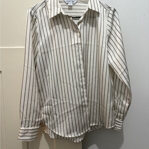 Old Navy Cream and Black Striped Shirt